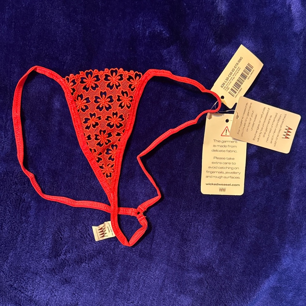 NEW   *  Wicked Weasel 636 Micro Flower Tease Knicker Bright Coral Large